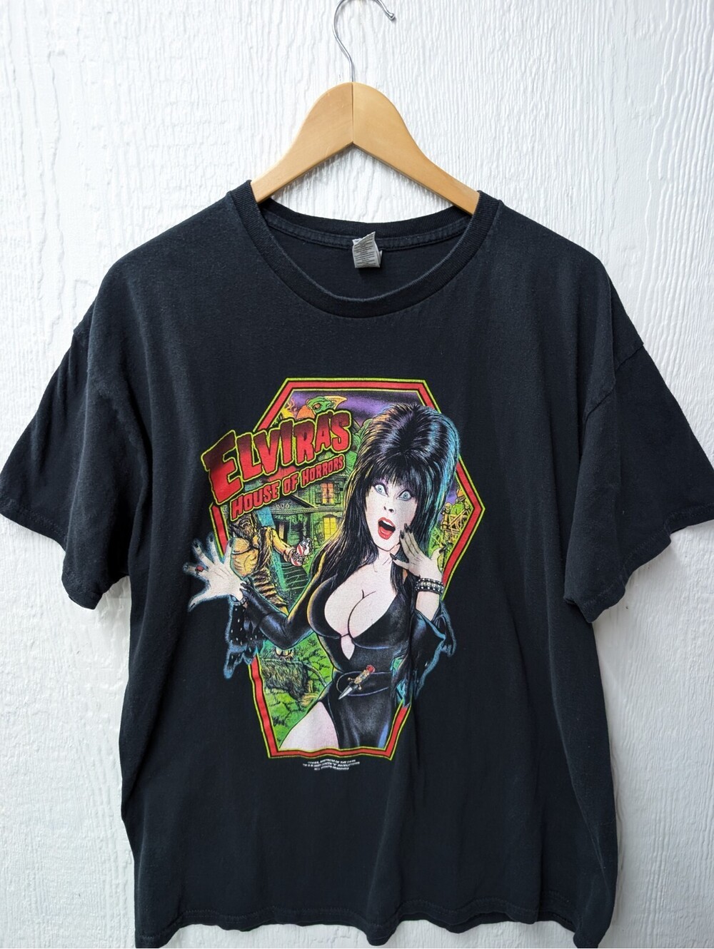 Elvira Mistress Of The Dark House Of Horrors Black T-shirt Halloween Size XL
